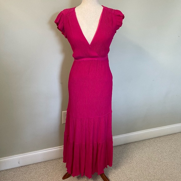 Marie Oliver Dezi Ruffle Dress in Magenta - Size 0 - Picture 3 of 12